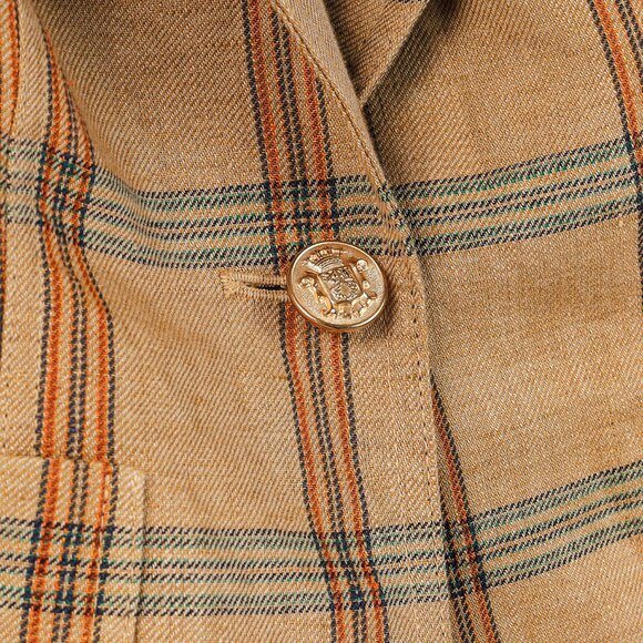 Smythe Patch Pocket Duchess Burlap Plaid Leather-Elbow-Patch Blazer - Picture 8 of 10